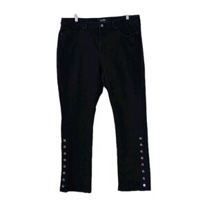 Joseph Ribkoff Bootcut Jeans Womens US 20 Black Denim Buttons Grunge Indie Goth